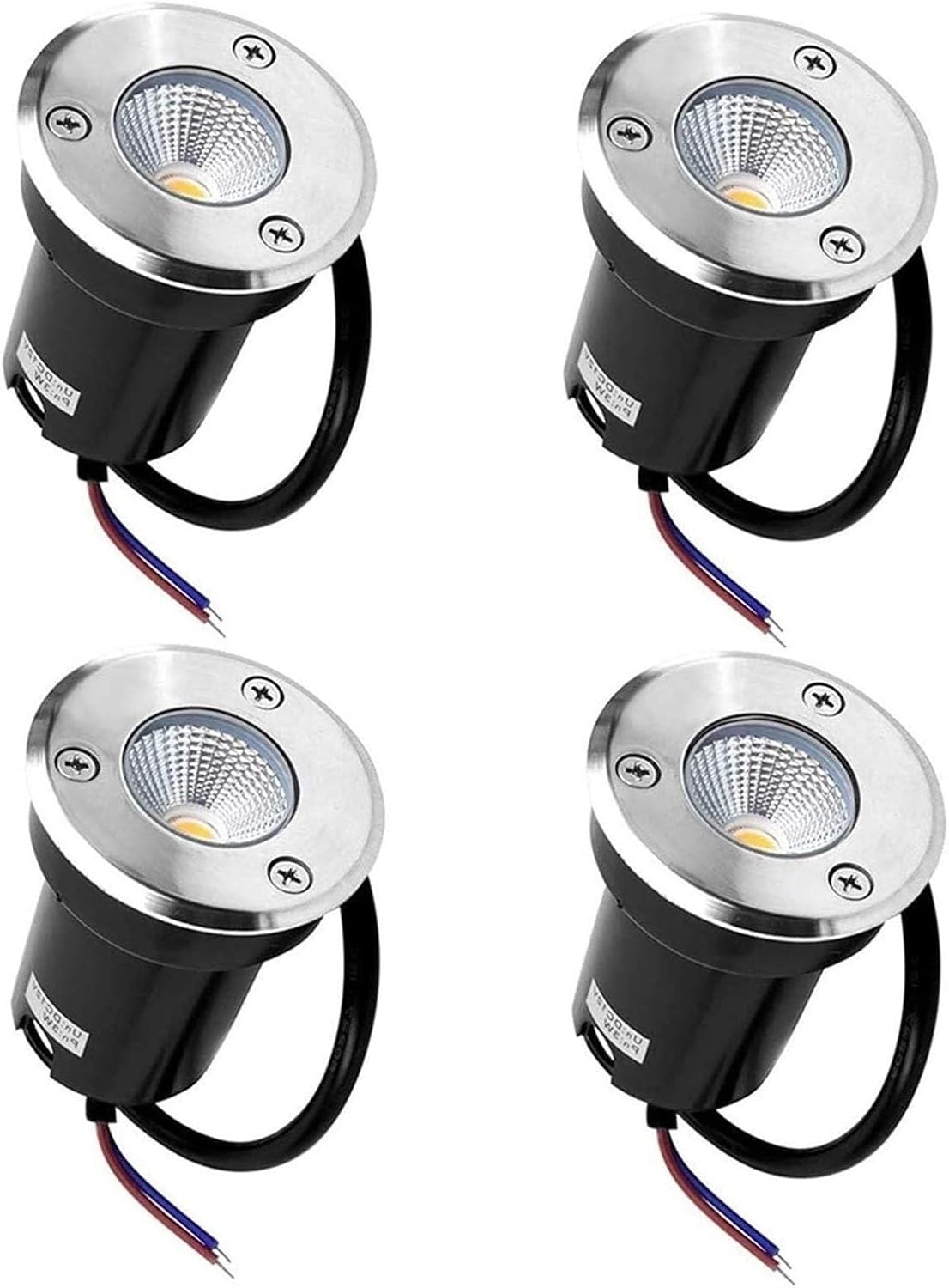 4PCS IP67 Waterproof 3W Recessed Outdoor Spotlights, COB LED Ground Lights, Low Voltage Mini Landscape Lighting