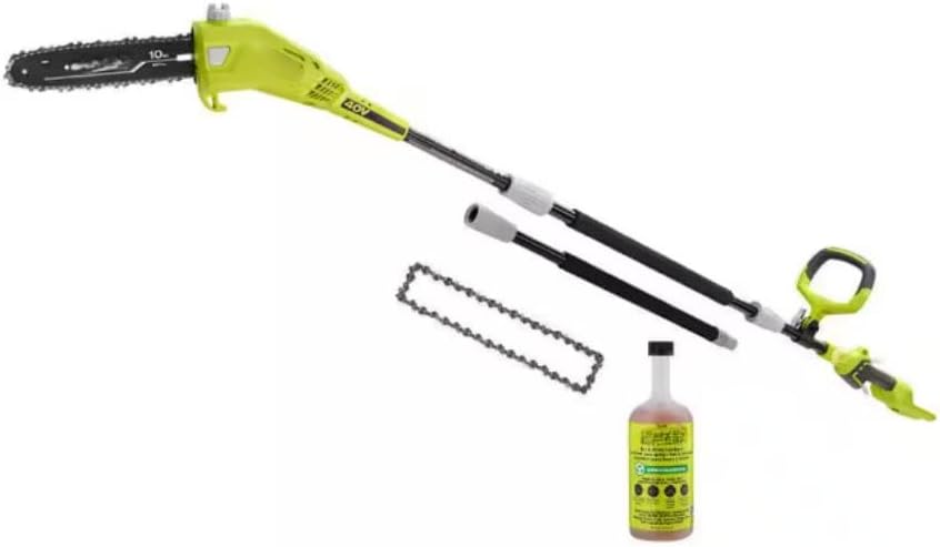 RY40506BTL-RY10C1-RYBIO24 Fits for Ryobi 40V 10 in. Cordless Battery Pole Saw, Bar and Chain Oil with Extra Chain