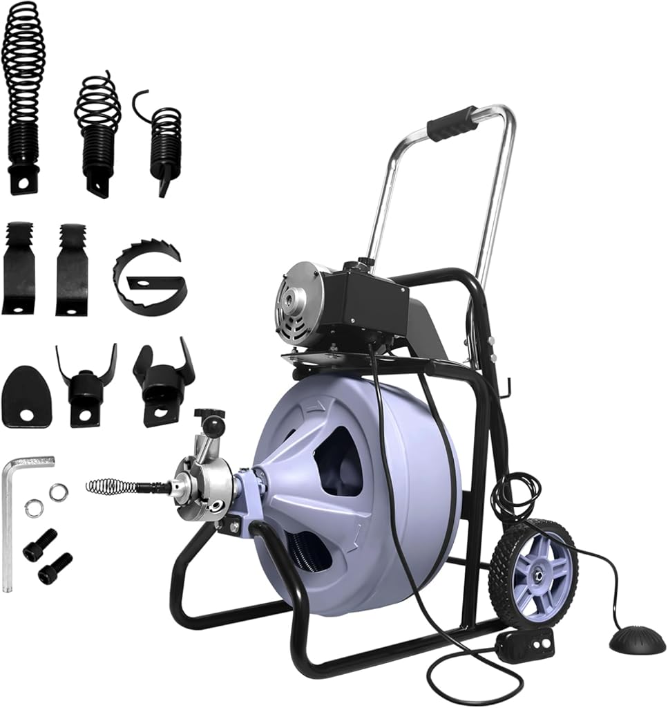 Pro-Grade Drain Cleaner Machine 100ft x 1/2