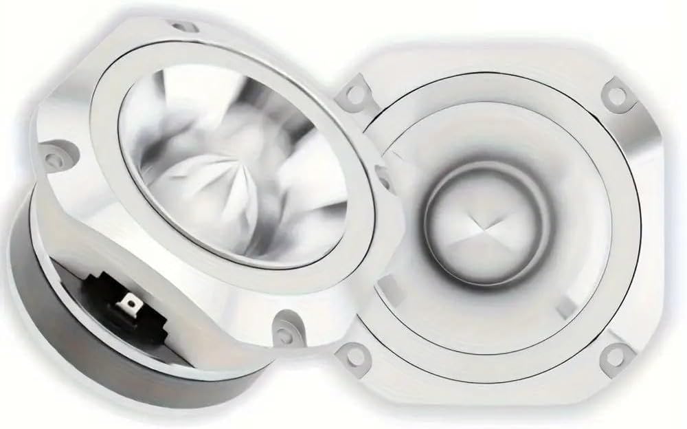 600W high-Fidelity car Tweeter Speakers, 4-inch Diameter, Aluminum Alloy Frame, Capacitor, 6-ohm Stereo Pair for Audio Upgrades. (4)