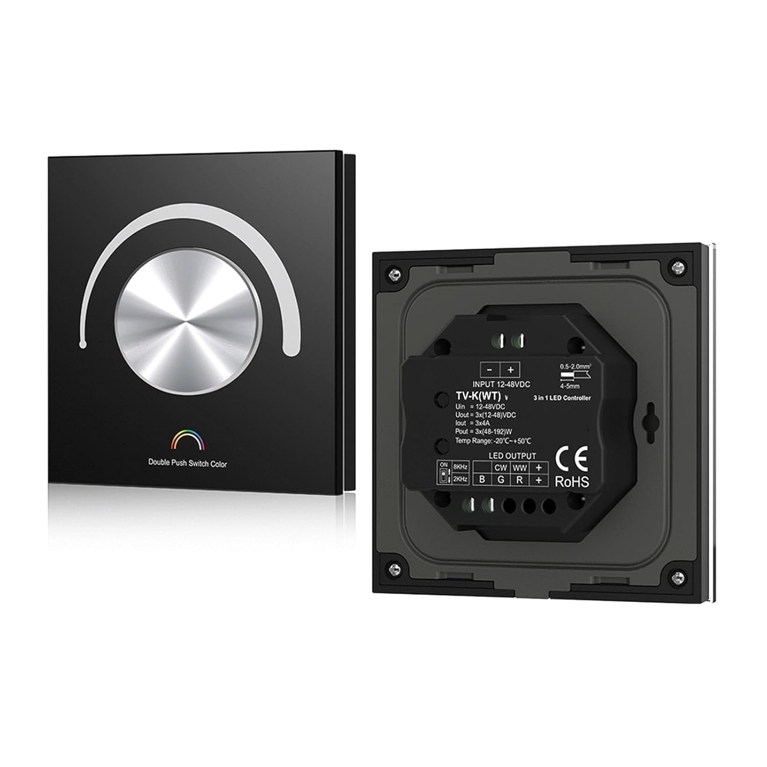 Rotating Glass Panel Constant Voltage LED Controller DC 12V 24V Dimmer(Black)