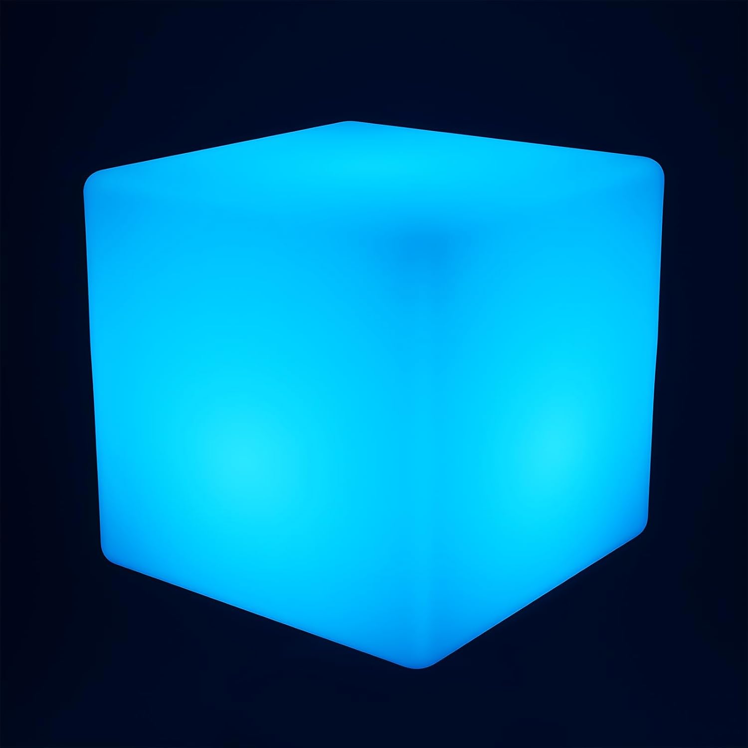 17-inch LED Cube Light Stool, 16 Colors & 4 Modes, Rechargeable Creative Square Night Light with Remote Control, Glowing Light Side Table/Seat/Chair for Home Pool Bar Party Decor
