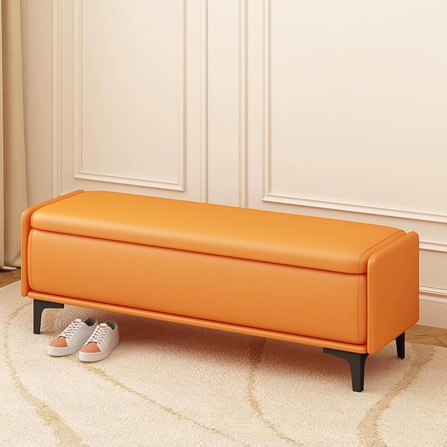 Multi-Functional Modern Storage Bench for Living Room & Entryway Cushioned Shoe Changing Ottoman Window Seat Furniture 44in ge Foyer Bench