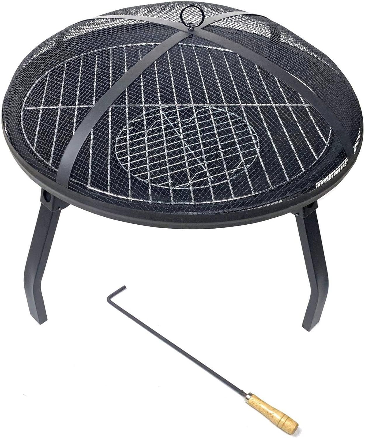 Portable Fire Pit for Outside Use,Outdoor Wood Burning Fire Pit,Large 30 Inch Round Patio Fireplace with Durable Spark Screen