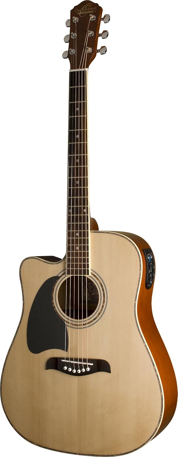 Oscar Schmidt 6 String Acoustic-Electric Guitar, Right, Natural (OG2CELH-A-U)