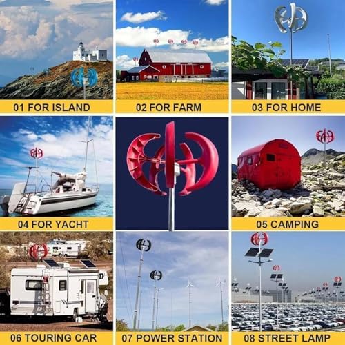 1200W Wind Turbine Generator Kit - 12V/24V Vertical Axis 5-Blade Windmill with Controller for Outdoor Renewable Energy Power Generation, Ideal for Off-Grid Use