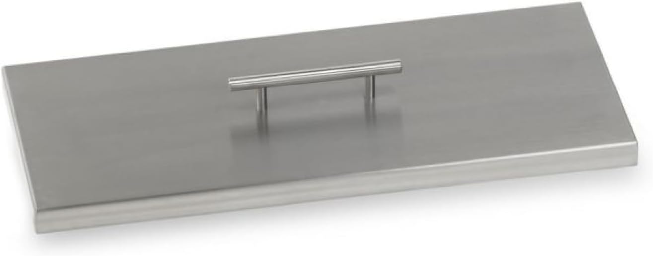American Fireglass Rectangular Burner Pan Cover Stainless Steel Lid for Outdoor Fire Pit or Table for Natural Gas or Propane Fires 27