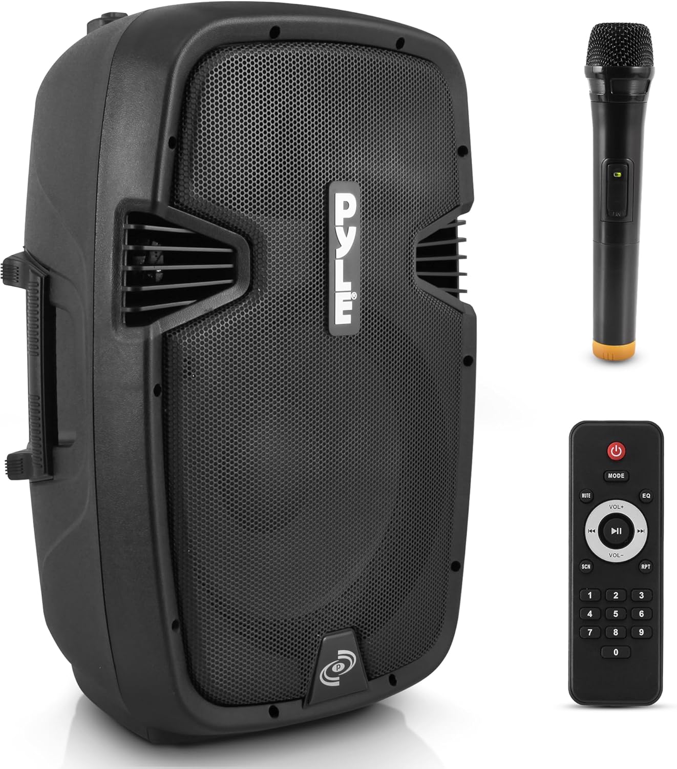Pyle Wireless Portable PA Speaker System-Compatible with Bluetooth,Active Loudspeaker,1000 Watt Powered 2-Way Waterproof Amplifier, 12” Subwoofer, Tweeter, RCA, XLR, Mic In for Dj & Party-PPHP1241WMU
