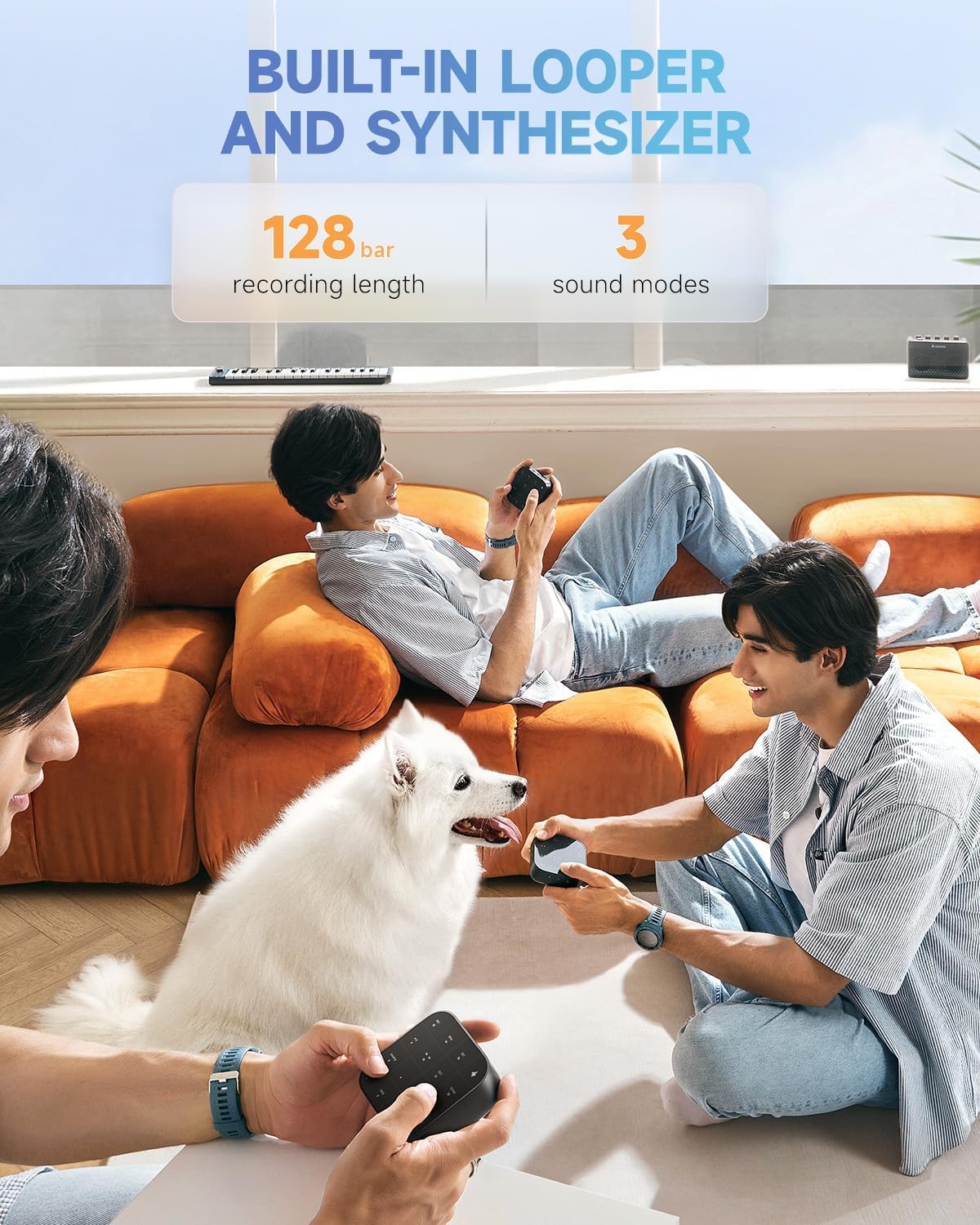 Donner MEDO Bluetooth MIDI Controller, Portable Groovebox | Chord, Sample, Lead, Bass, Drum | Built-in Looper and Synth | iOS, Mac, Windows, Android | Silicone Sleeve, Donner Play & MEDO SYNTH App