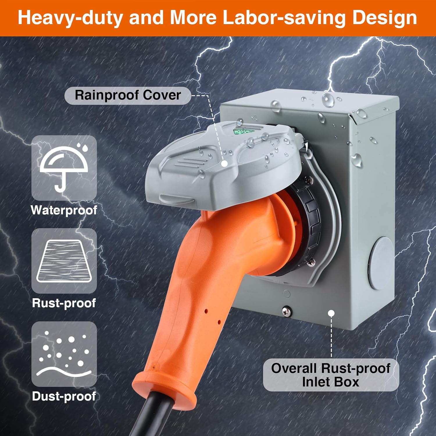Finderomend 25ft 30 Amp Generator Cord and 30 Amp Generator Inlet Box Kit, NEMA L14-30P to L14-30R Twist Lock Cord Plug for Outdoor Use,ETL Listed