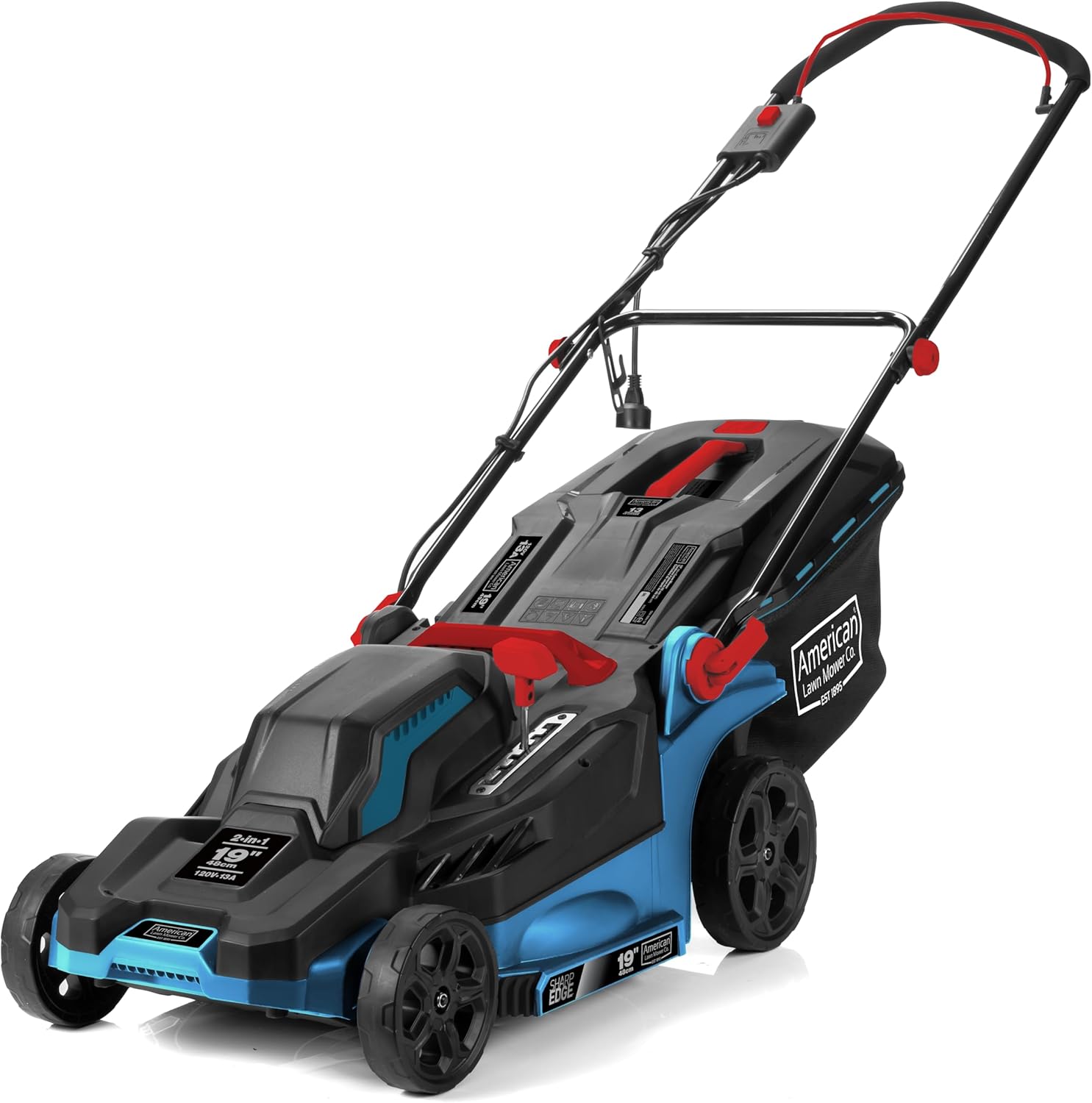 American Lawn Mower Company 51319 19-inch 13-Amp Corded Electric Push Lawn Mower with Grass Bag