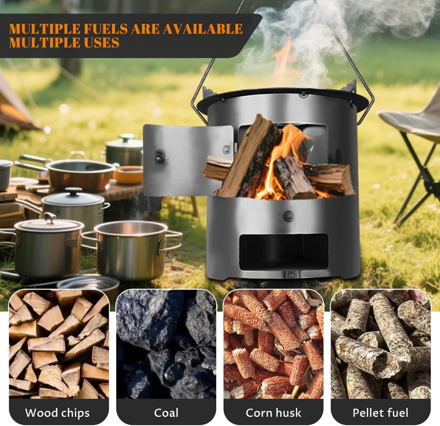 Tabletop Fire Pit Portable Tabletop Fire Pit with Large Opening Low Smoke Camping Stove Fueled by Pellets or Wood for Outdoor/Patio Outdoor Living.-