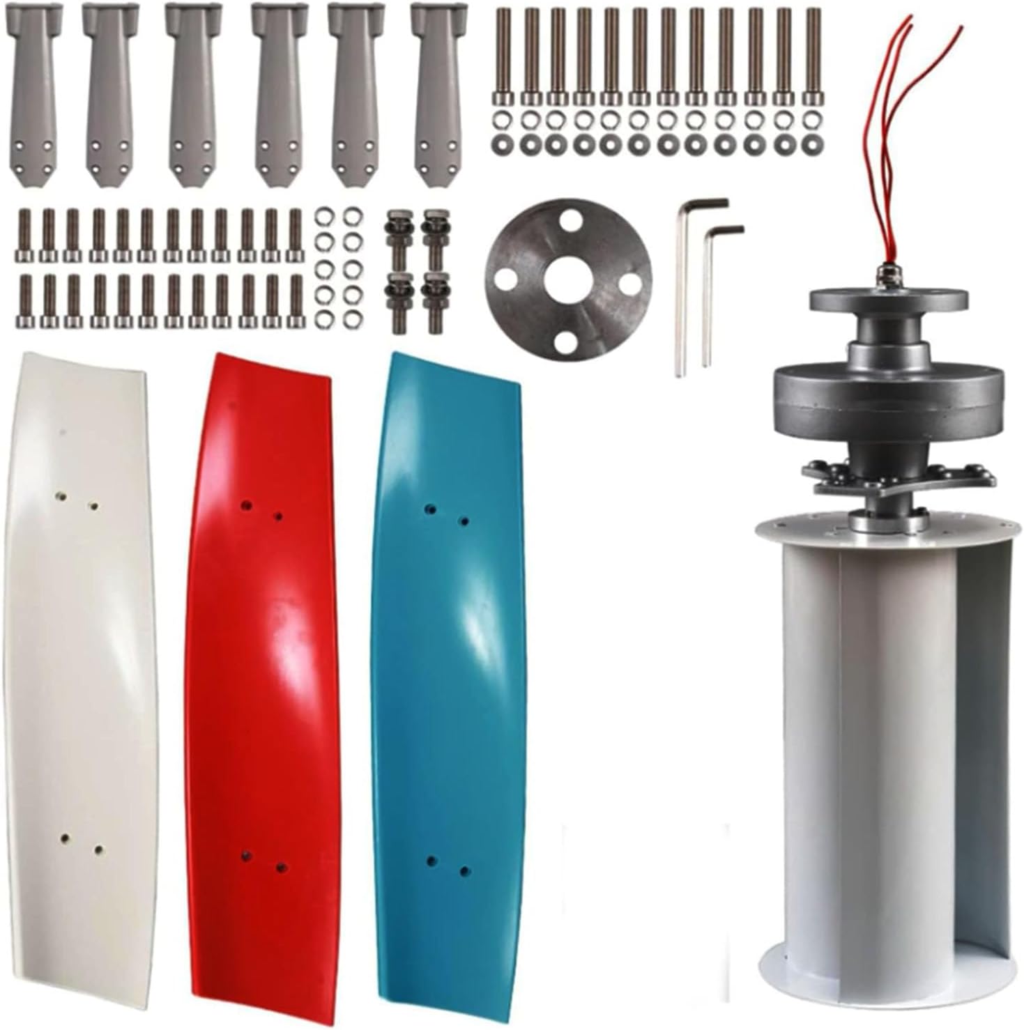 48v, 10000W 3 Blades Low Noise 12V/24V 48V 220V Windmill Power Generation Turbine, Vertical Shaft Wind Turbine with Controller for Home Street Lighting