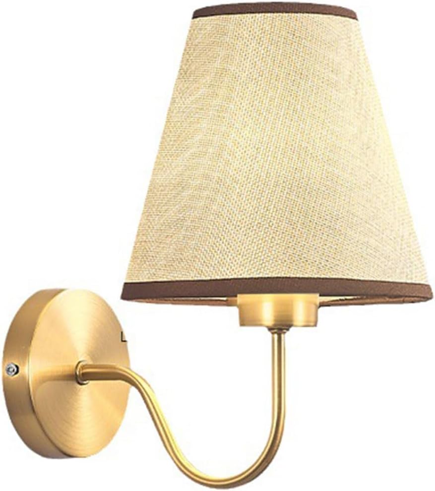 Wall Sconces Vintage Industrial Fabric Wall Light Funnel Textile Shade Wall Sconces Wall Mounted Lighting Fixture for Living Room Bedrooms Bedside Reading(Linen)