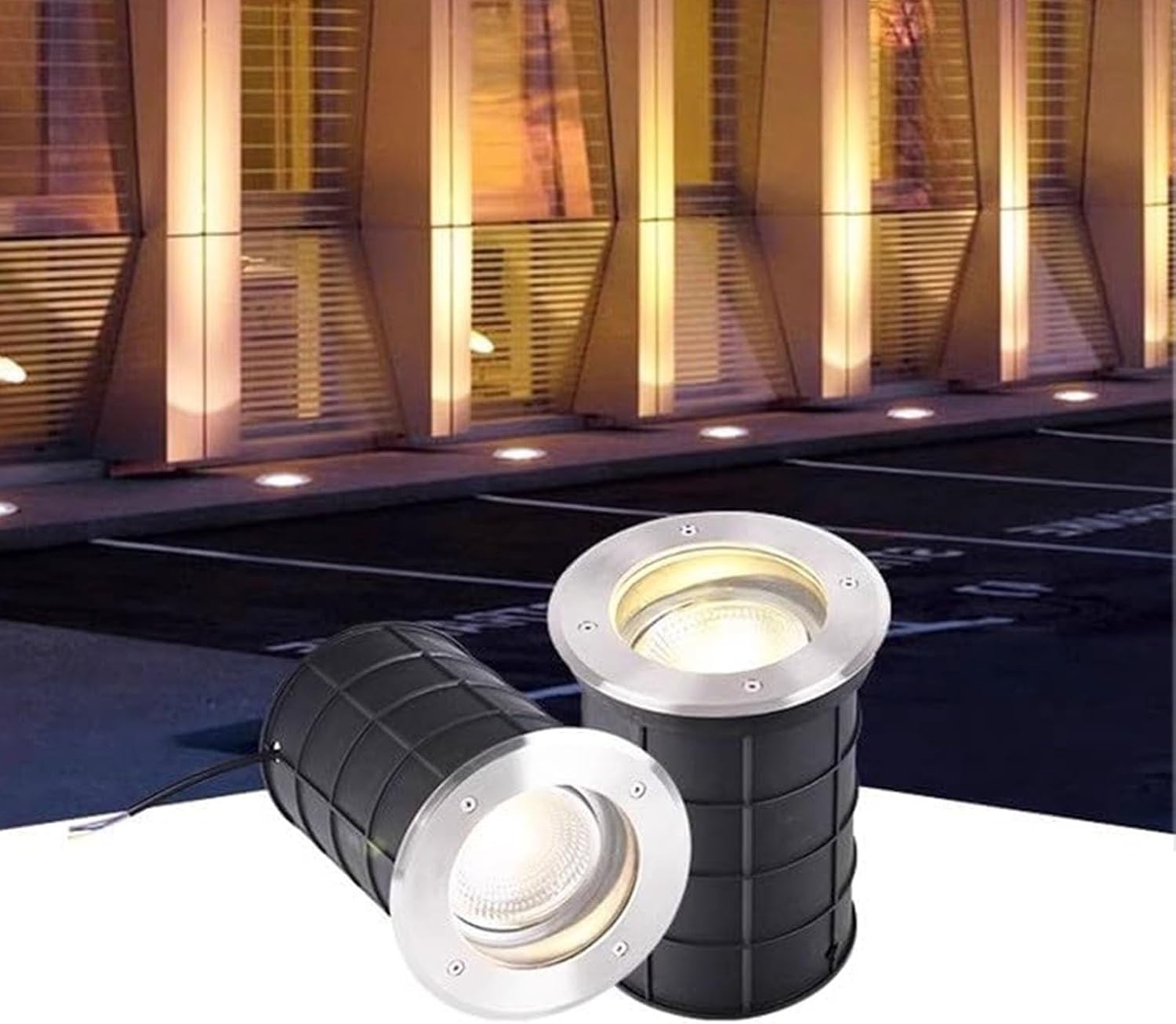 LED Landscape Lights - Outdoor Buried Lamp AC 24V, IP67 Waterproof Stainless Steel LED Garden Light, Adjustable Angle Floor Lamp, Recessed LED Spotlight, for Pathway Patio Garage Illumine(Green,18W)