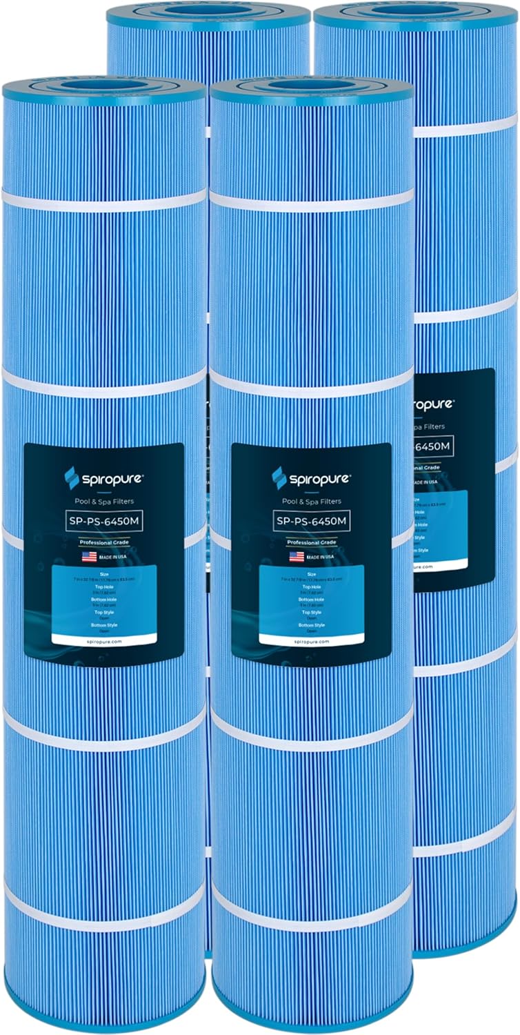 SpiroPure Replacement for Pleatco PA126 Ultra-A2 Hayward C5020 CX1260RE C5000 Unicel C-7495 Filbur FC-1296 FC-6450 Blue Media Hot Tub Spa Pool Cartridge (Pack of 4)