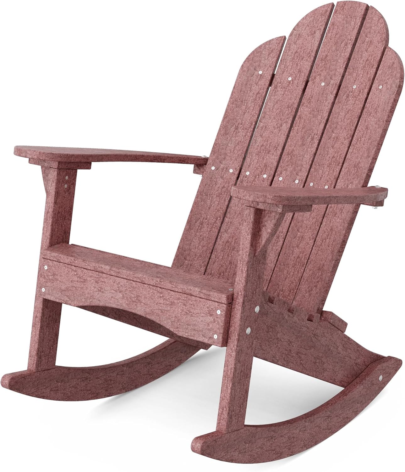 Wildridge Classic Adirondack Rocking Chair, Cherrywood - Outdoor Weather Resistant HDPE Rocking Chair for Patio, Deck, Fire Pit