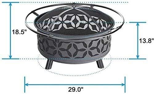 Fire Pits Outdoor Wood Burning Firepits for Outside, Fire Pit with BBQ Grill Shelf Outdoor Metal Brazier Star Moon Shape Garden Patio Heater with Cover BBQ Cooking for Outside Camping Backyar