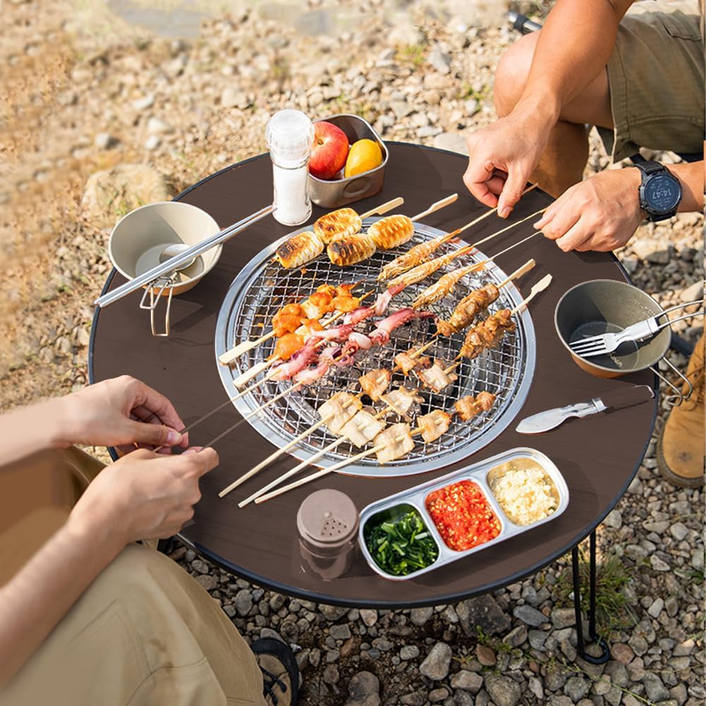 Mini Camping Fire Pit Table – Portable Wood Burning Fire Pit with Foldable Design for Outdoor Cooking & Gatherings