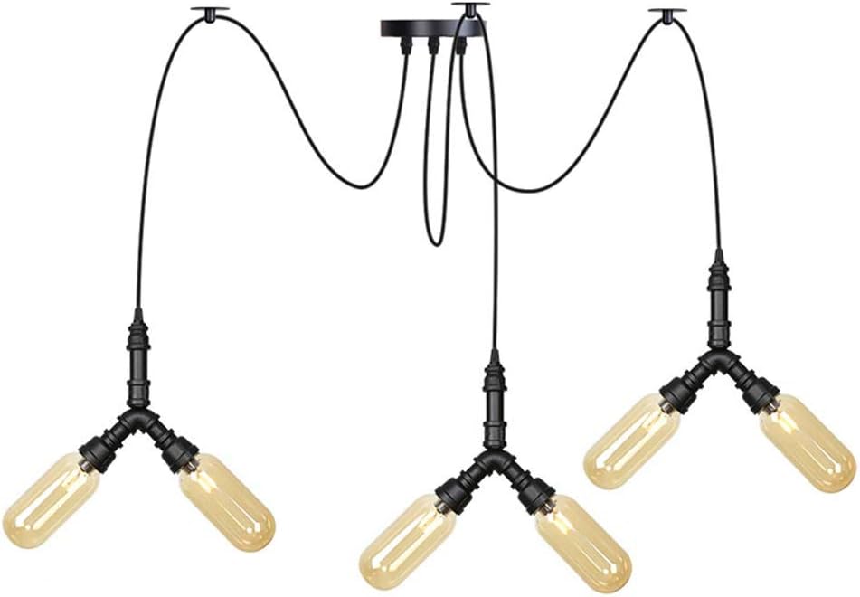 Creative Water Pipe Pendant Lamp Industrial Style Wrought Iron Pendant Ceiling Lighting Fixture for Loft Cafe Bar Hotel Aisle Warehouse Indoor Lighting Decoration Chandeliers Ceiling Light,6-Lig