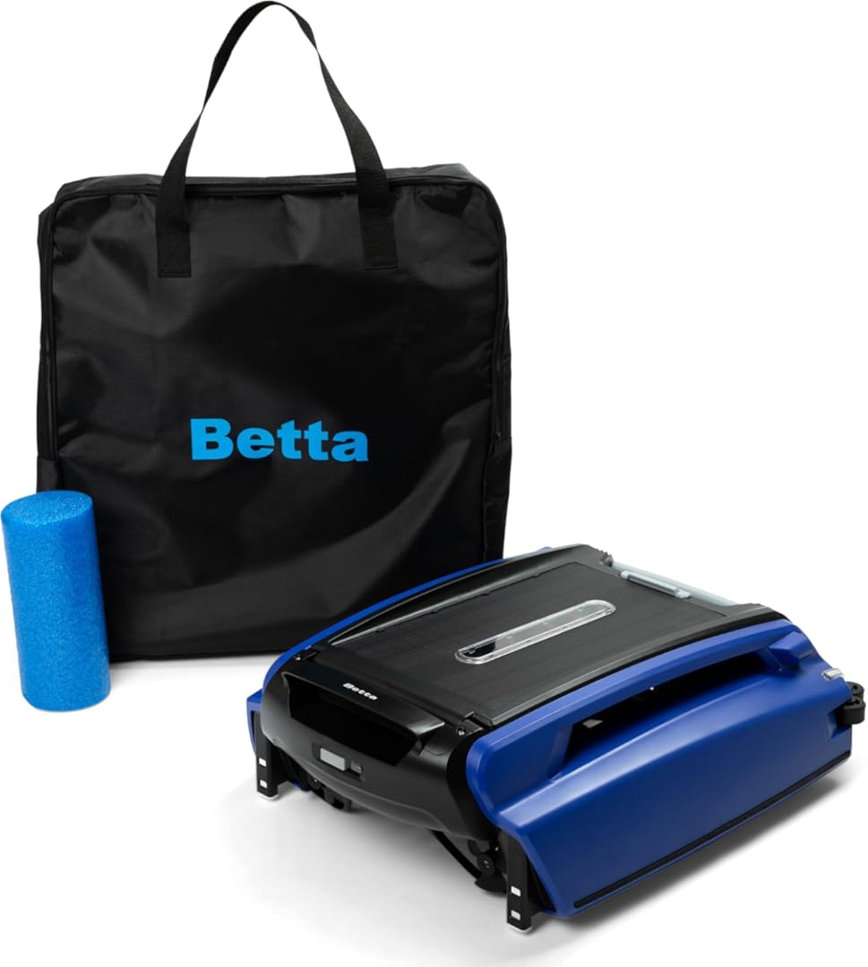 Betta SE Solar-Powered Robotic Automatic Pool Skimmer Cleaner with Carrying and Storage Bag, 24/7 Continuous Cleaning Power, Pool Skimmer Anti-Stuck Foam Noodle, and Twin SCT Motors (Blue)
