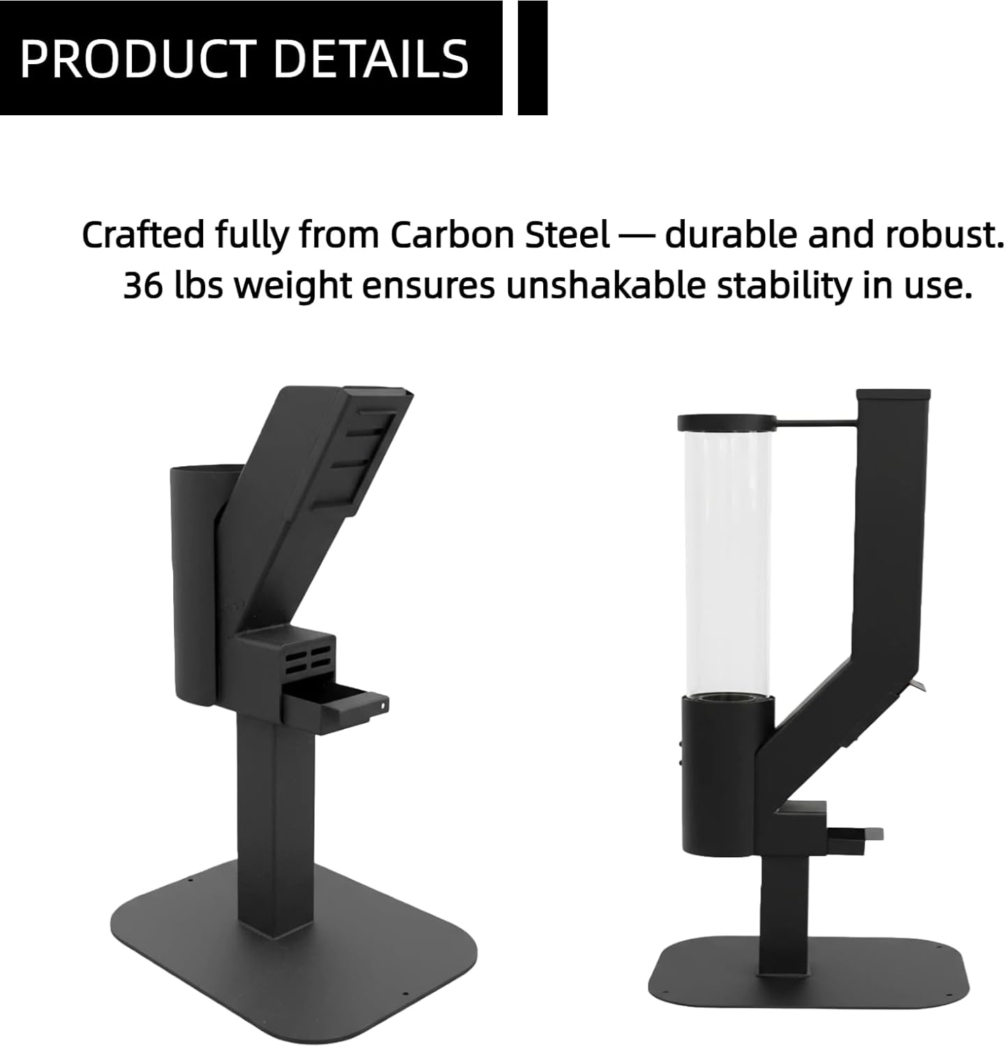 Wood Pellet Patio Heater with Spiral Swirling Flame Glass Tube, Anti-Tip Steel Base, Outdoor Fire Pit for Patio Garden Backyard, Stylish Design for Outdoor Heating & Ambiance (Black, Large)