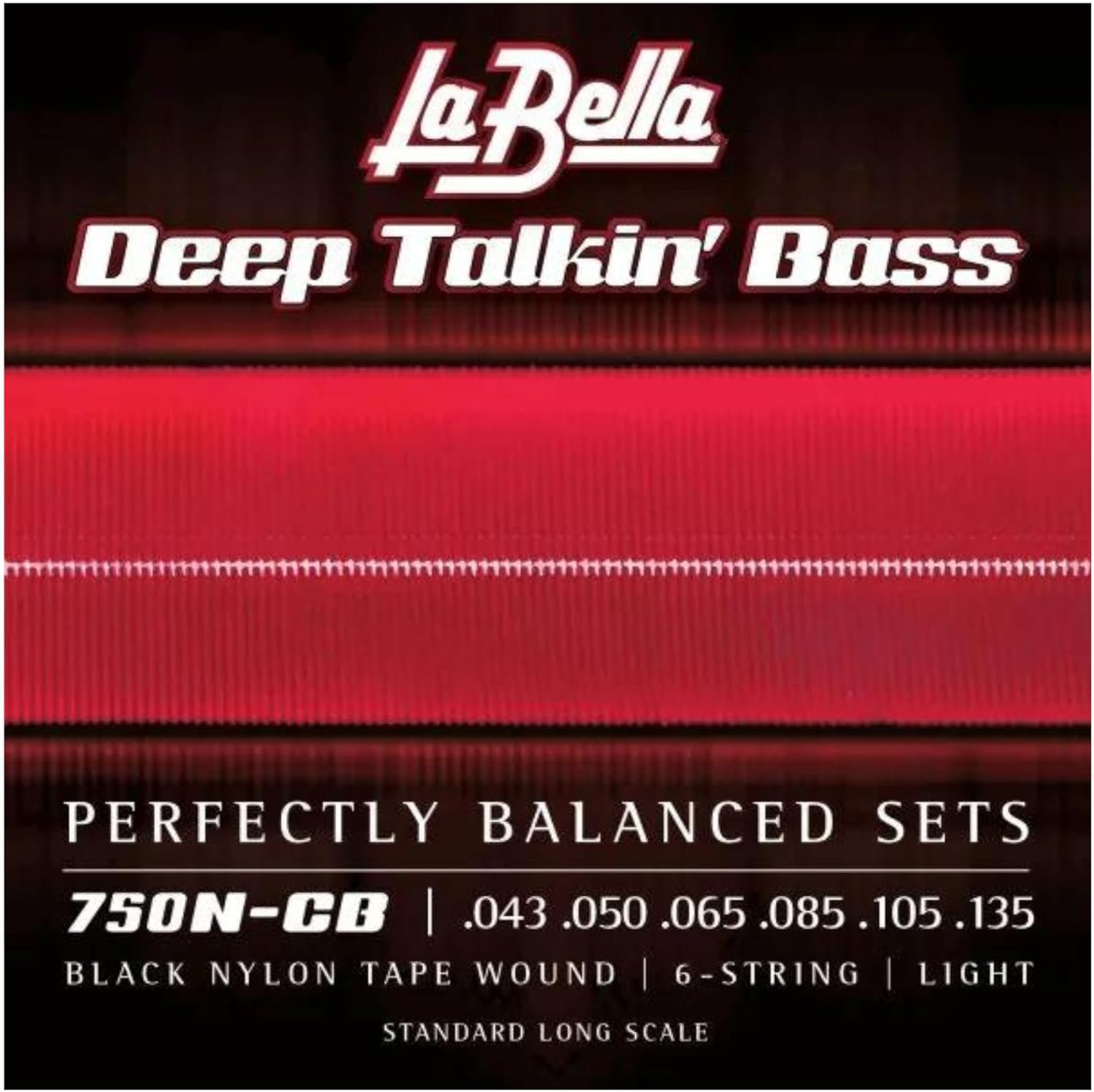 La Bella 750N-CB Deep Talkin Black Nylon Tape Wound Light Bass Guitar String 43-135
