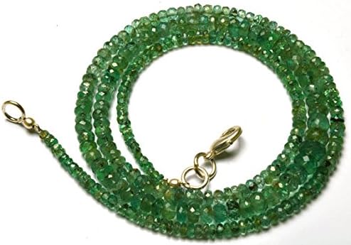 1 Strand Natural 21 Inches Stands AAAA Gems Quality 100% Natural Emerald Transparent Faceted Roundels Beads Necklace 2.5 TO 5 MM