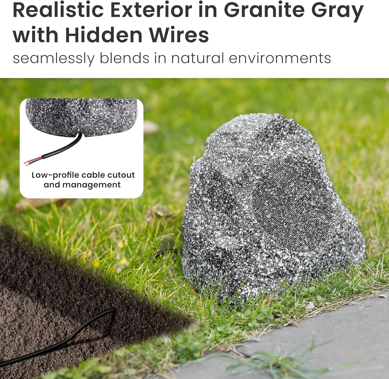 Theater Solutions 4R4G Outdoor Granite Rock 4 Speaker Set for Deck Pool Spa Patio Garden