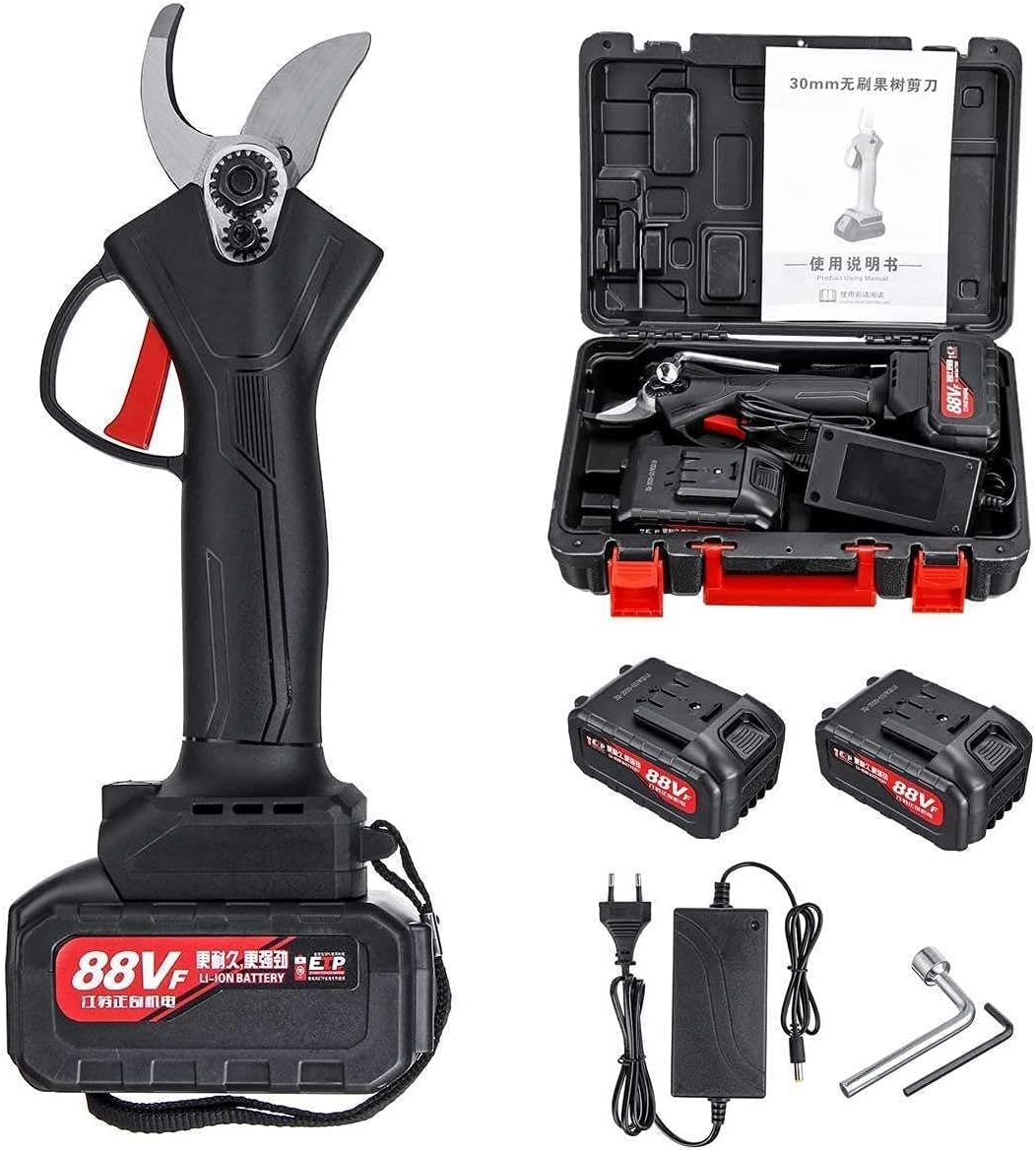 New Professional Electric Pruning Shears 88V Cordless Pruner 18000Mah Electric Pruning Shear with 2 Lithium-Ion Battery Branch Cutter Garden Fruit