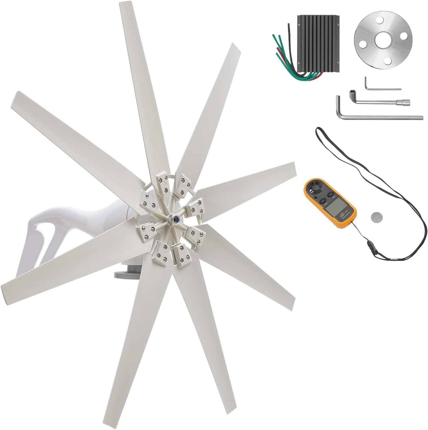 Wind Turbine Generator Kit 600W DC 12V Wind Turbine Generator with 8 Blades Wind Turbine Kit & MPPT Controller,3m/s Start Wind Speed Wind Power Generator for Boats, Chalets, Mobile Homes