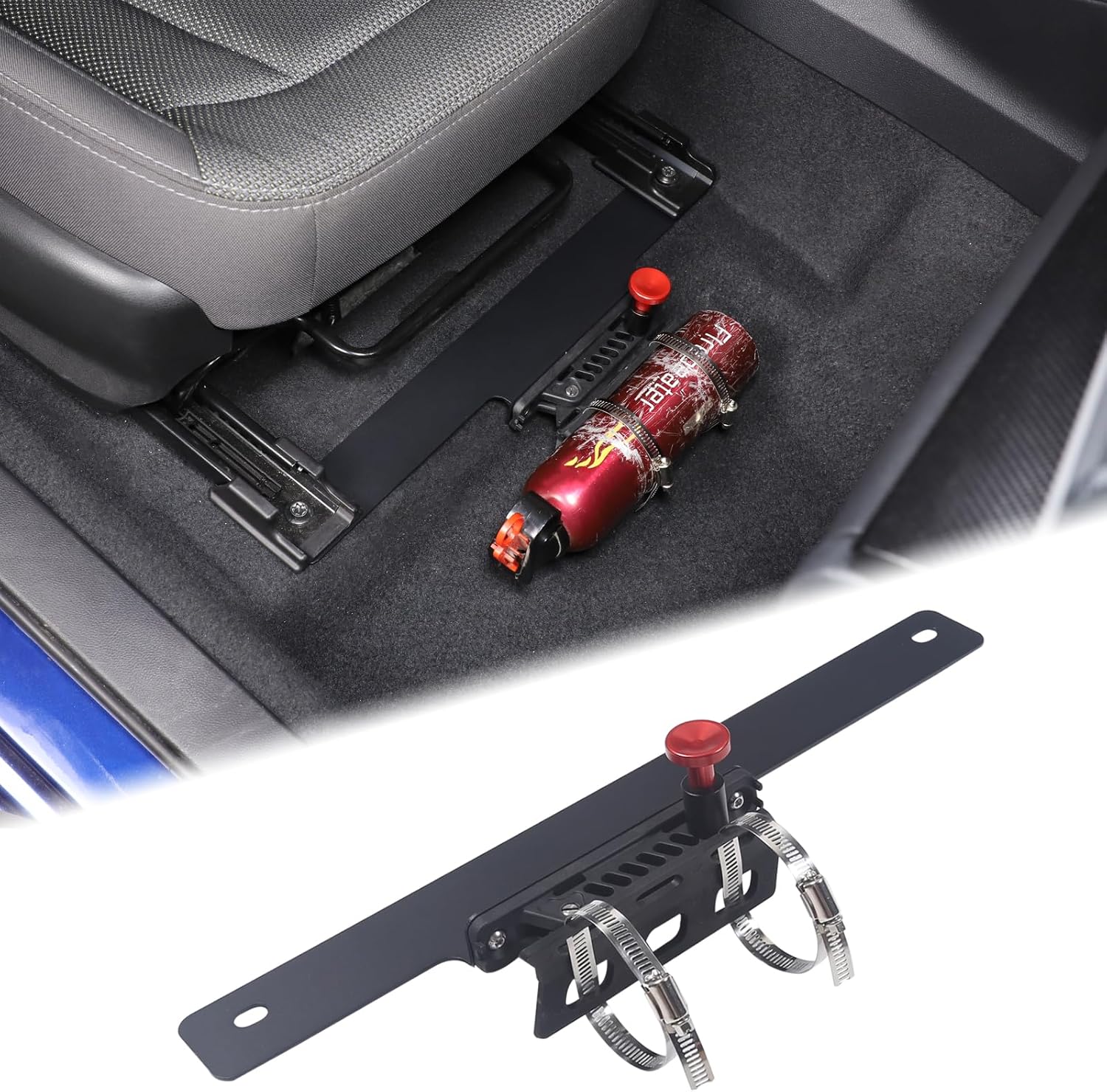 Car Co-Pilot Under Seat Quick Release Roll Bar Fire Extinguisher Mount Bracket Compatible with Subaru Crosstrek 2024 2025+, Adjustable 2 Clamps Fire Extinguisher Bottle Tie Holder Billet Accessories