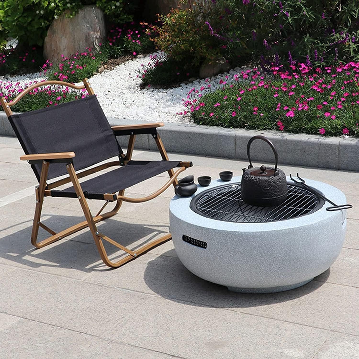 Outdoor Fire Pit Outdoor Wood Burning fire Pit, Villa Courtyard Imitation Marble Garden fire Pit, Picnic Barbecue Grill