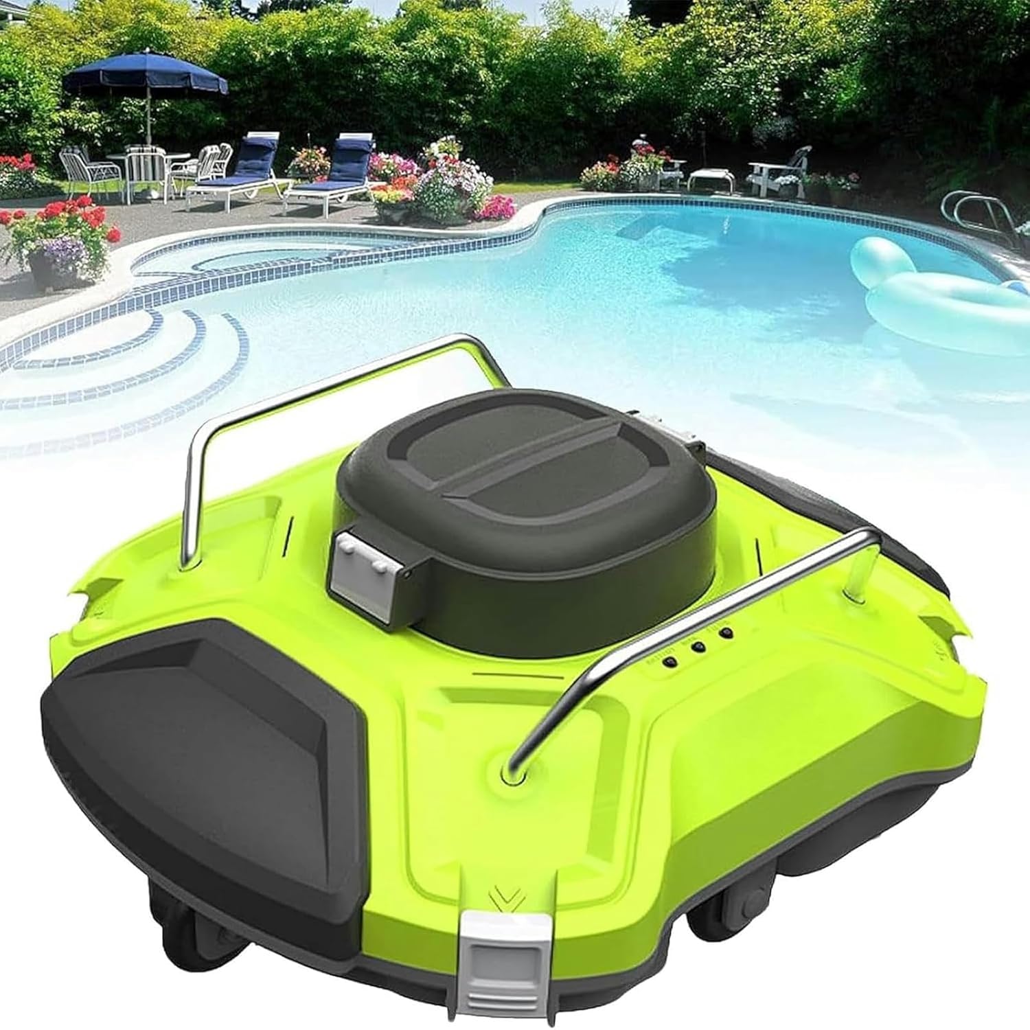 Cordless Robotic Pool Cleaner, Robotic Pool Cleaner with 90 Mins Running Time,Rechargeable Battery for Above-Ground Pools Up to 550 Sq.