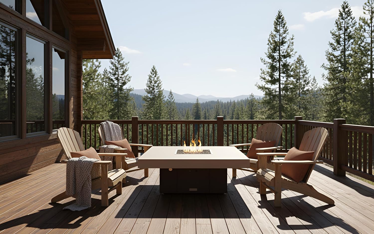 COOKE Santa Barbara 40 x 40 Square Fire Pit Table - Beige Powdercoat Aluminum Top - Natural Gas (Dark Cherry Powdercoat Base)