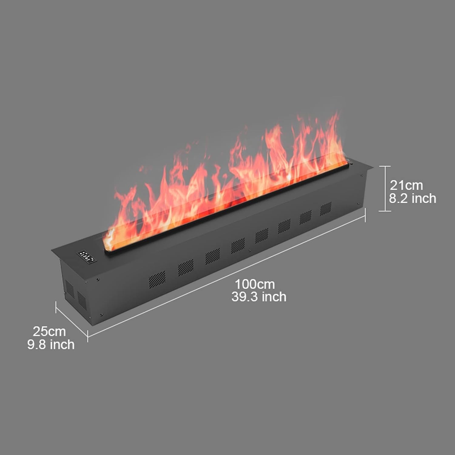 3D Water Vapor Fireplace with Humidifier Flame 200-750W Wall Mounted Fireplace with Adjustable Flame Color and Speed, Remote Control, Smart LCD Touch Screen,(39.3in)