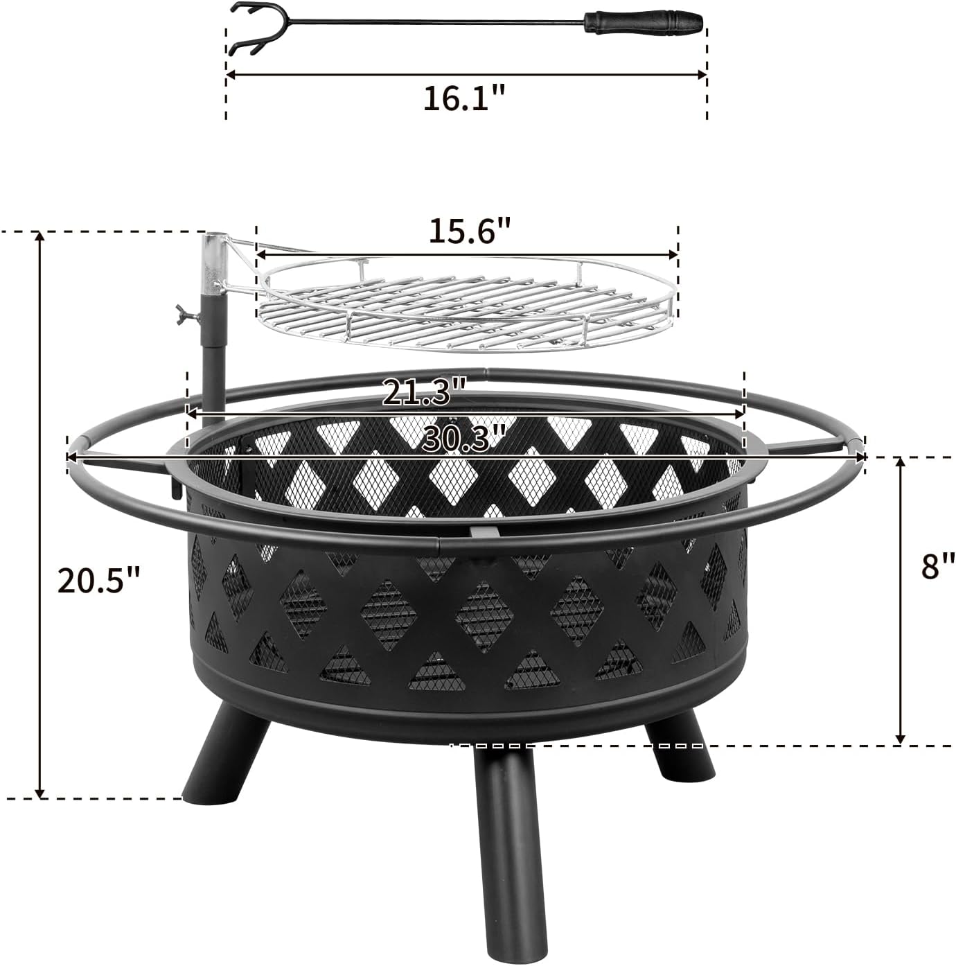 Fire Pit for Outside, Patio Backyard Firepit , 30