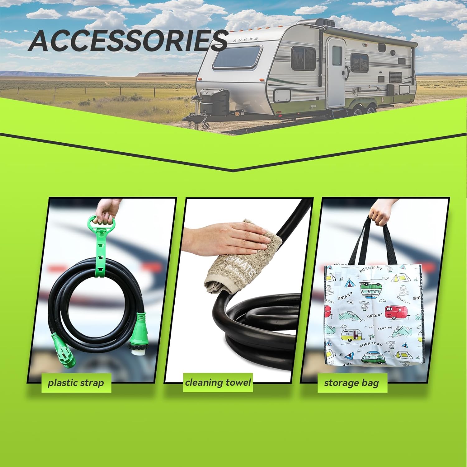 RVMATE 50 Amp 25 Feet RV/Generator Lockable Power Extension Cord, Easy Plug in Handle, 14-50P to SS 2-50R with LED Indicator, ETL Listed