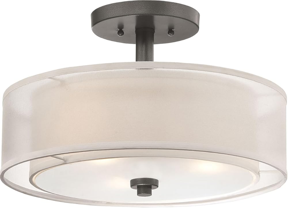 Minka Lavery 4107-172 Parsons Studio Semi-Flush, 3-Light, 180 Total Watts, 15-in H x 10-in W, Smoked Iron