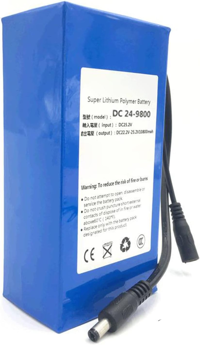24V 9800mAh Lithium-ion Battery Pack Portable Rechargeable Lithium Battery with Charger Fit for LED Strips CCTV Emergency Power Supplies Audio Outdoor Lighting Electric Tools