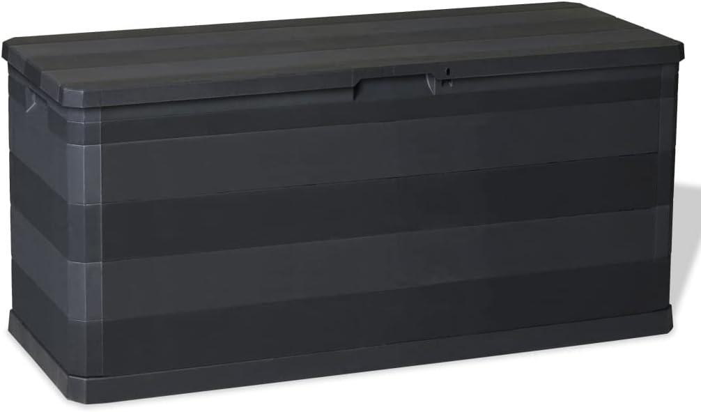Patio Storage Box Black Patio Garden Outdoor Storage Container, Furniture Deck Box 46.1