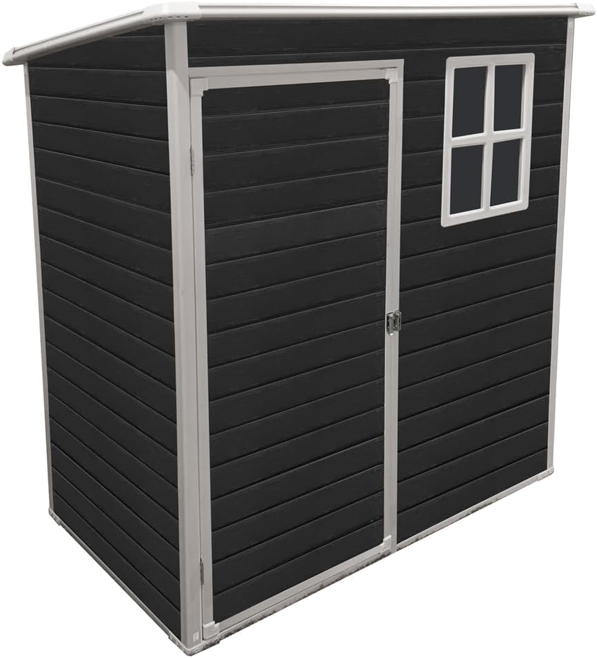 ASSYA 5X3ft Resin Storage Shed Kit, Outdoor Garden Lockable Tool Shed with Resin Floor for Patio, Backyard and Lawn