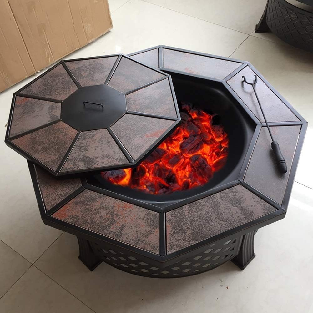 Fire Pits Outdoor Wood Burning Fire Pits Outdoor Fire Wood Burning Patio Coal Grill Firepit for Outside Grill Charcoal Smokeless Grill with Spark Screen Poker with Cover BBQ Cooking for Outside Campin