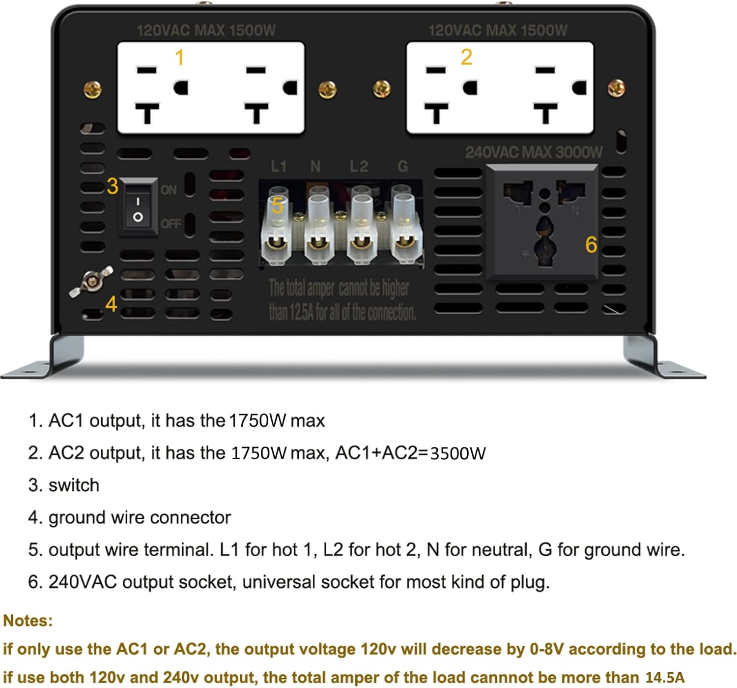 WZRELB Split Phase Power Inverter 3500W 36V Pure Sine Wave Inverter,Peak 7KW, 36VDC to 120V/240VAC,High Efficiency up to 91.6%,LCD Display, high Frequency Inverter for Off Grid System