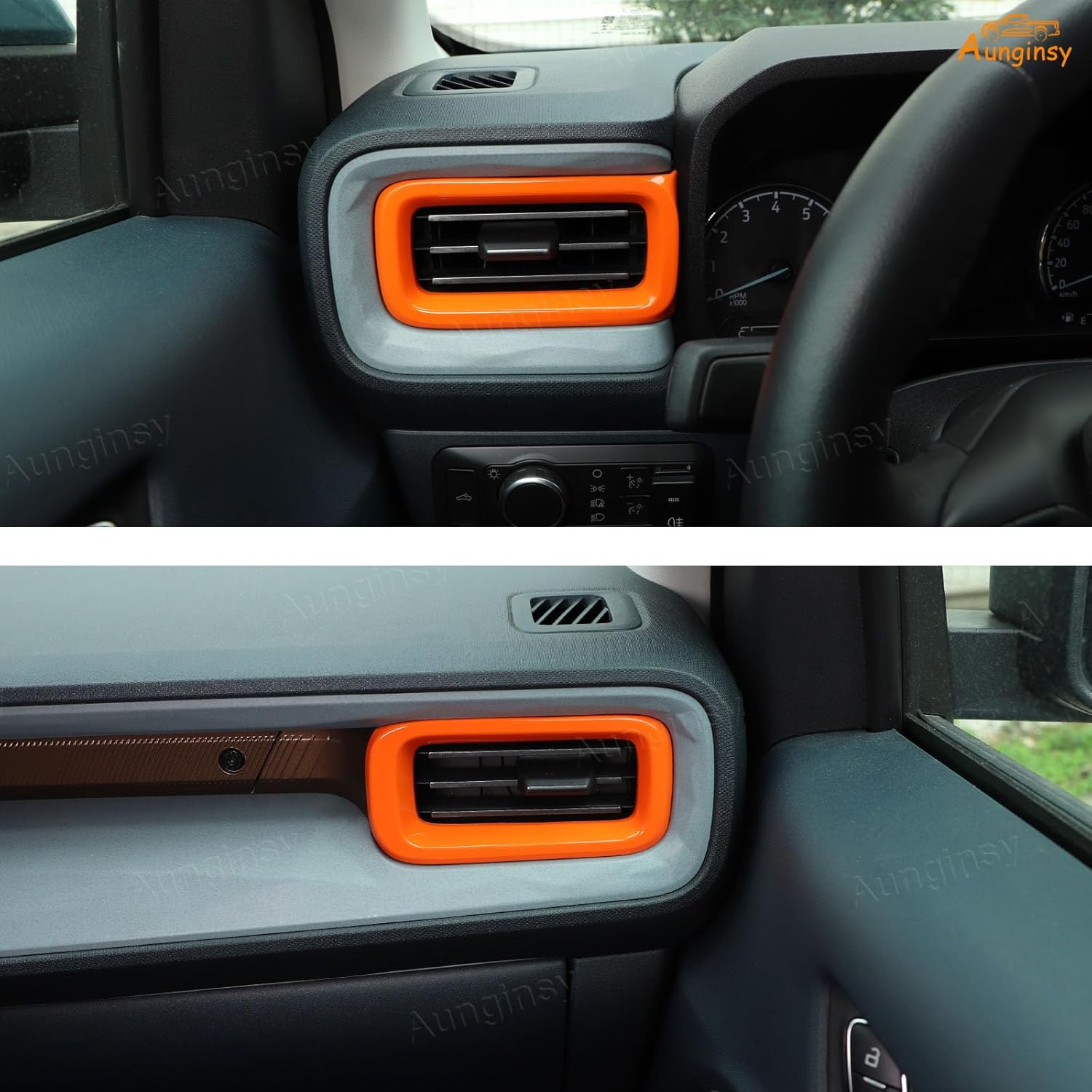 Car 8Pcs Center Console Decoration Kit Compatible with Ford Maverick 2022-2024 Central Control A/C Volume Switch/Outlet Vent/Gear Shift/Steering/Navigation Panel Protector Cover Interior Accessories