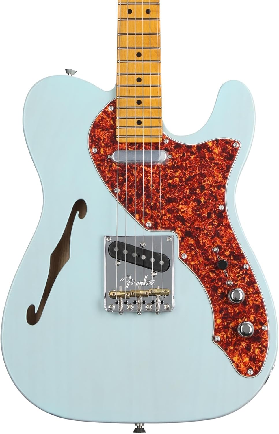 Fender American Professional II Telecaster Thinline Electric Guitar - Transparent Daphne Blue with Maple Fingerboard