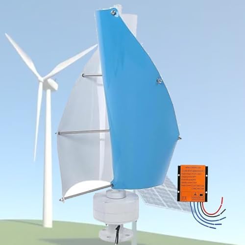 16000W Vertical Axis Wind Turbine Generator for Home - Complete Windmill Kit with Controller & 2 Blades, Ideal for Boats, Gazebos, Chalets (Red, 48V)