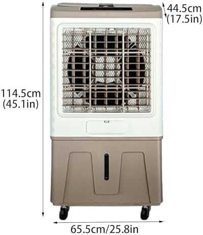 Personal Swamp Cooler, Evaporative Air Cooler with Water Tank, 3 Speed Portable Air Conditioner Fan for Garage, Yard, Room, Factory(65.5 * 44.5 * 114.5cm)