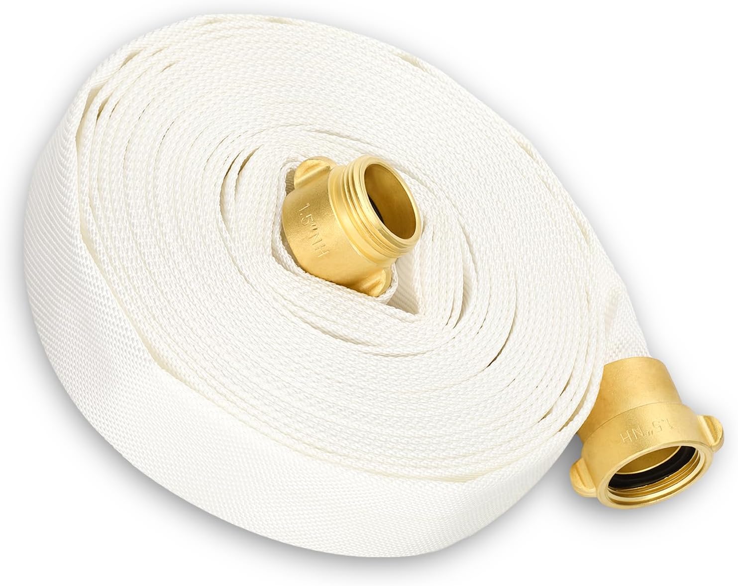 1.5 Inch Fire Hose - Single Jacket TPU, 450 PSI Burst, Brass NST/NH Couplings for Indoor Firefighting, Fire Cabinet & Agricultural Irrigation