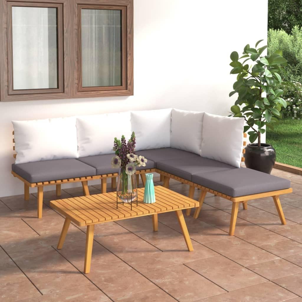 6 Piece Patio Lounge Set with Cushions Solid Acacia Wood,Rustic Acacia Wood Patio Lounge Set for Relaxation, Comfort, and Style Patio Furniture Sets, Outdoor Furniture Sets